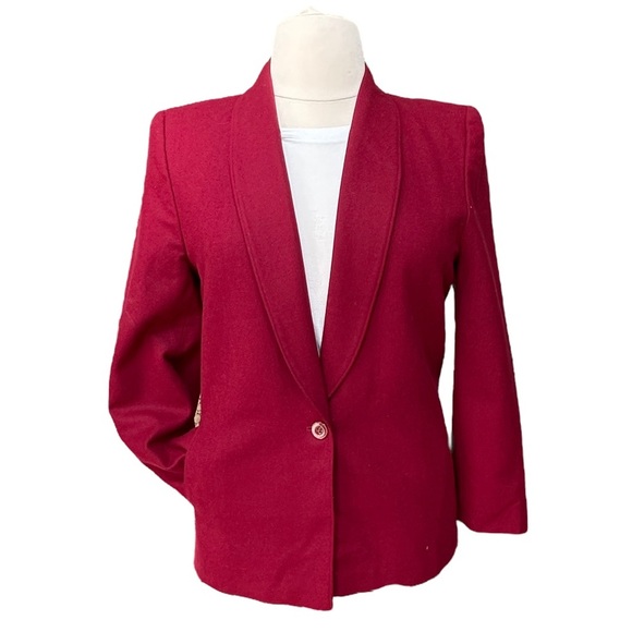 Pendleton Jackets & Blazers - Vintage Pendleton One Button 100% Virgin Wool Red Blazer Size: 14